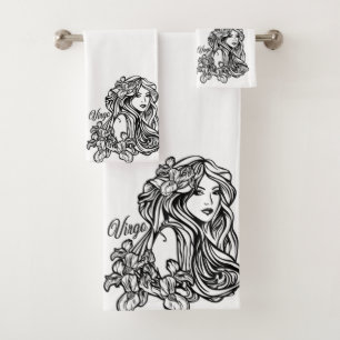 Virgo Zodiac Symbol and Sign Bath Towel Set