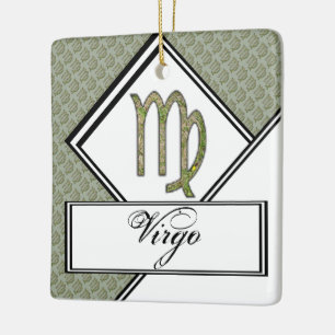 Virgo Zodiac Symbol Element by Kenneth Yoncich Ceramic Tree Decoration
