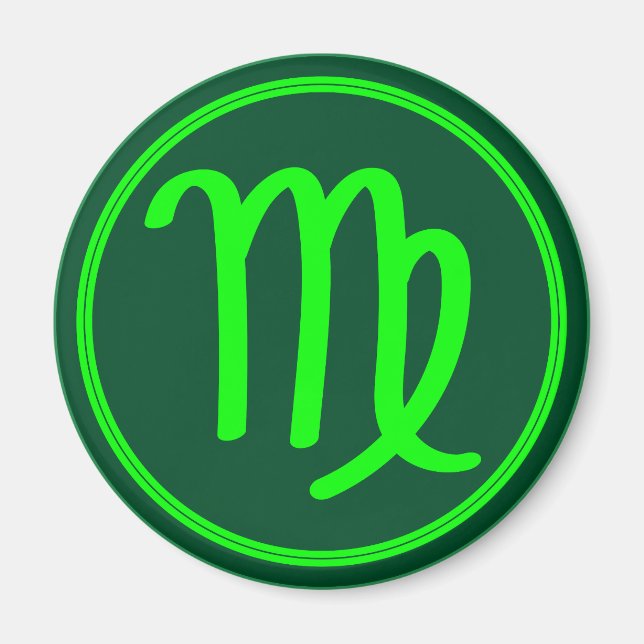 Virgo Zodiac Symbol Green Mix Magnet (Front)