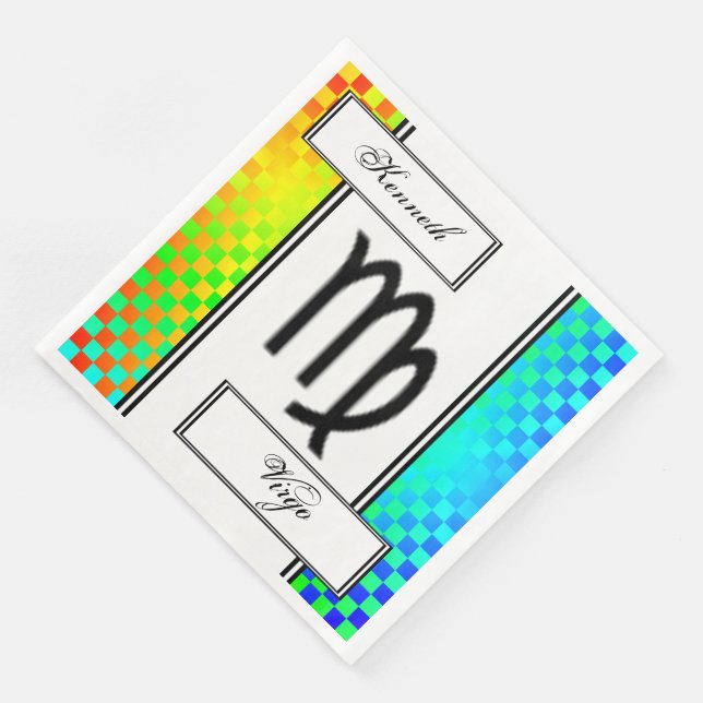 Virgo Zodiac Symbol Standard by Kenneth Yoncich Napkin (Corner)