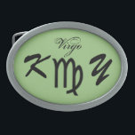 Virgo Zodiac Symbol Standard by Kenneth Yoncich Oval Belt Buckle<br><div class="desc">Virgo Zodiac Symbol Standard,  Belt Buckle.
Images Copyright (C) Kenneth Kenji Yoncich. 
All Rights Reserved.</div>