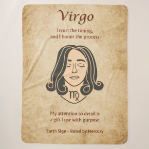 Virgo Zodiac with Mindful Strength Affirmations Sherpa Blanket