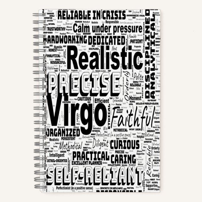 Virgo Zodiac Word Cloud Inspiration Spiral  Notebook (Front)