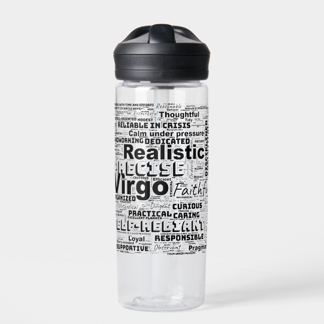 Virgo Zodiac Word Cloud Inspiration  Water Bottle (Front)