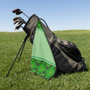 Viridescent Green Kaleidoscope, Golf Towel