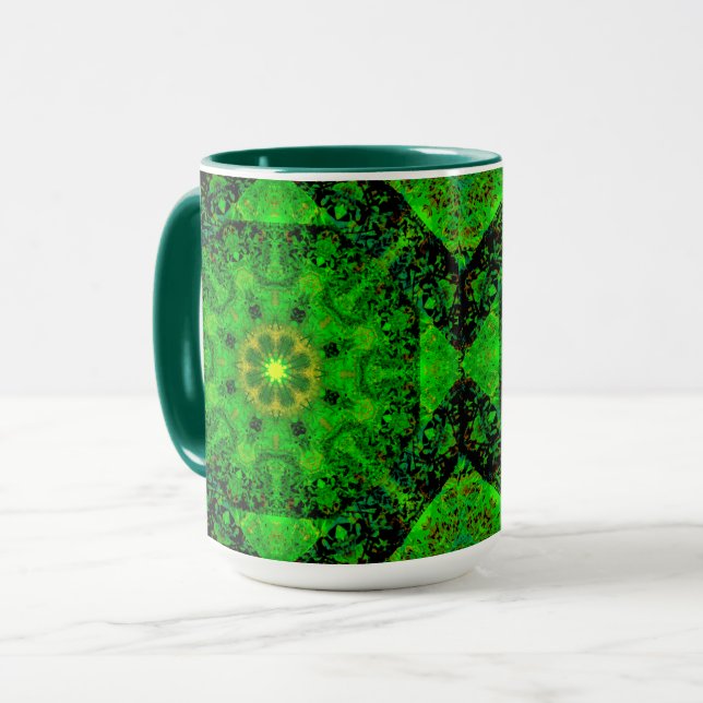 Viridescent Green Kaleidoscope,  Mug (Front Left)