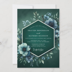 Viridian Hazy Anemone Wedding Invitation