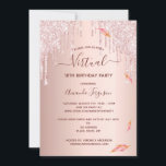Virtual 18th birthday rose gold fall glitter drips invitation<br><div class="desc">A girly and feminine virtual 18th birthday party invitation. On front: A rose gold faux metallic, foil looking background. Decorated with rose gold and pink florals, fall botanical leaves and glitter drips. Personalise and add a name and Zoom/Skype party details. The name and the text: Virtual are written with a...</div>