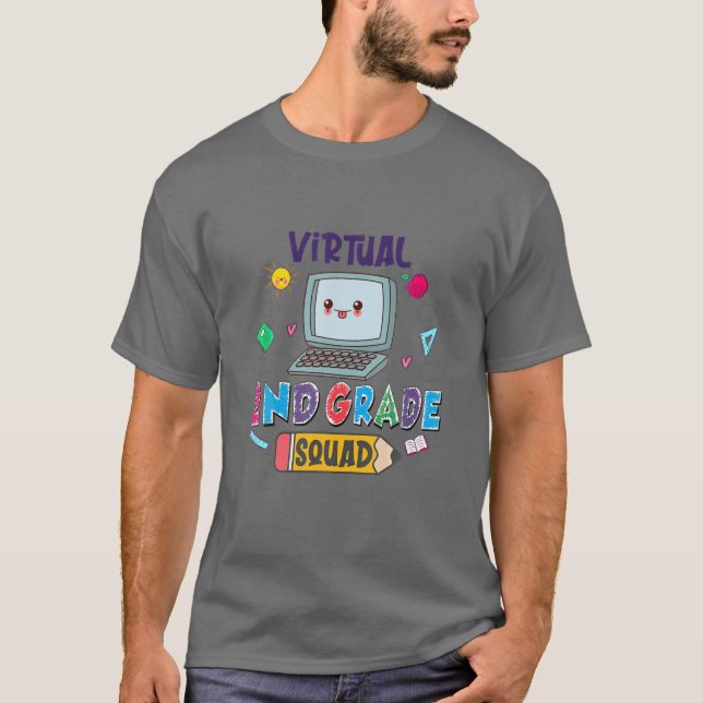 Virtual 2Nd Grade Squad Funny School T-Shirt (Front)