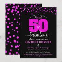 Virtual 50 and fabulous birthday hot pink dots