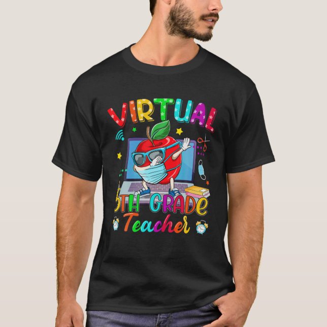 Virtual 5Th Grade Squad Apple Mask Back To School T-Shirt (Front)