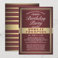 Virtual Any Birthday Burgundy Red Gold White Party