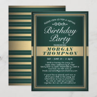 Virtual Any Birthday Green Gold and White Party