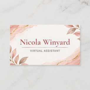 Virtual Assistant Elegant Pink Business Card