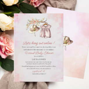 Virtual Baby girl cloths watercolor BabyInvitation Invitation