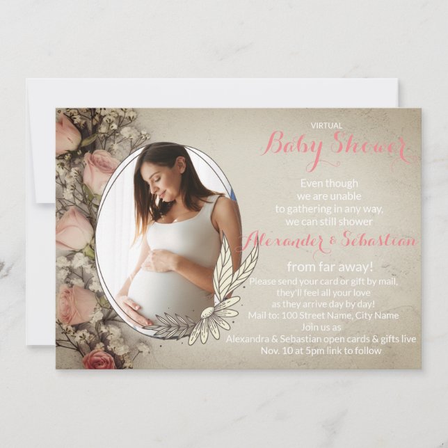 Virtual Baby Shower Editable Photo Invitation (Front)