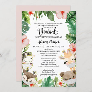 Virtual Baby Shower Masked Jungle Safari Friends Invitation