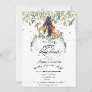 Virtual Baby Shower Woodland Animals Invitation