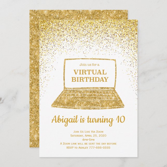 Virtual Birthday Invitation, Quarantine Birthday Invitation (Front/Back)