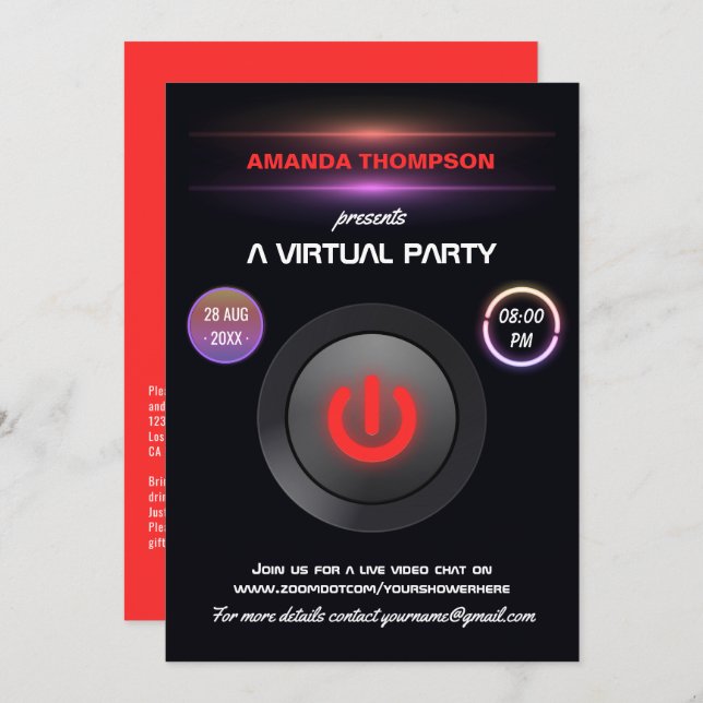 Virtual Birthday Party Gig Invitation (Front/Back)
