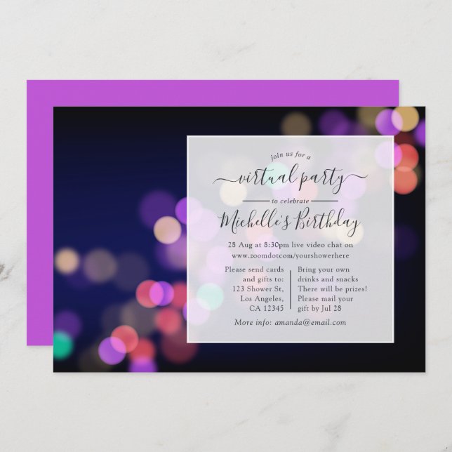 Virtual Birthday Party Invitation (Front/Back)