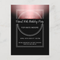 Virtual Birthday Party Metallic Rose Gold Black
