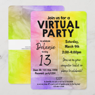 Virtual Birthday Party Watercolor Design Invitation