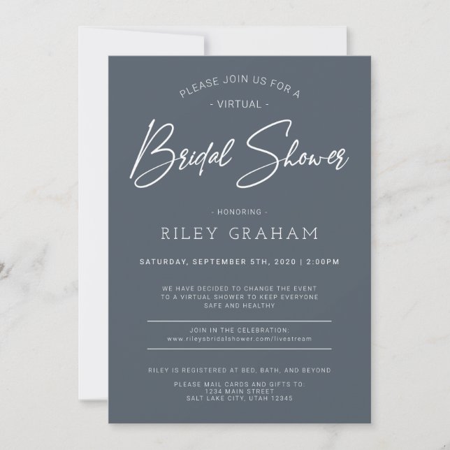 Virtual Bridal Shower Invitation Navy (Front)