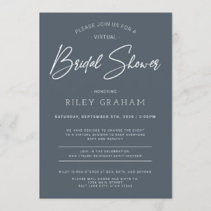 Virtual Bridal Shower Invitation Navy