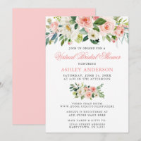 Virtual Bridal Shower Watercolor Floral Pink