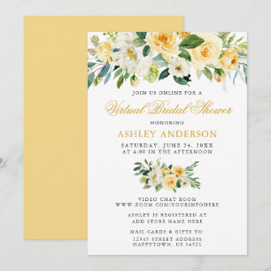 Virtual Bridal Shower Watercolor Yellow Floral Invitation