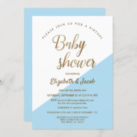 Virtual Dusty Blue Modern Baby Shower