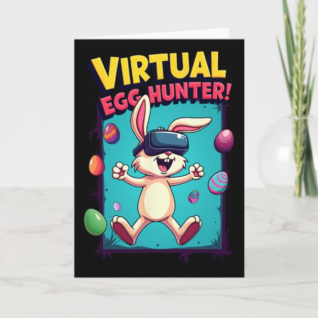 Virtual Egg Hunter - Funny Gamer Bunny Vr Easter G Card (Front)