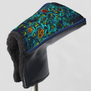 Virtual flower in blue gradient, shattered golf head cover