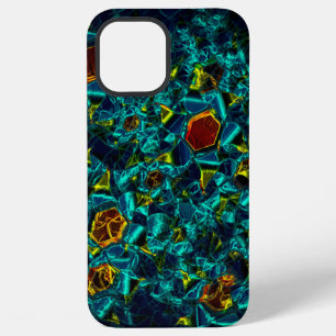 Virtual flower in blue gradient, shattered iPhone 12 pro max case