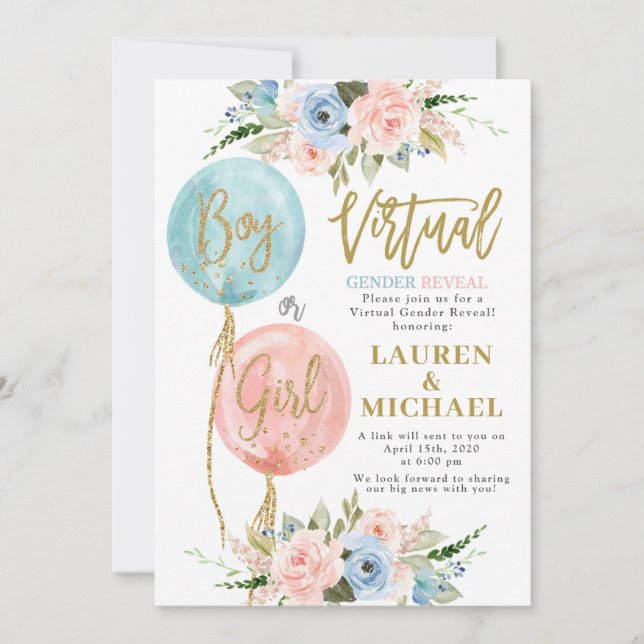 Virtual Gender Reveal Baby Shower Invitation (Front)