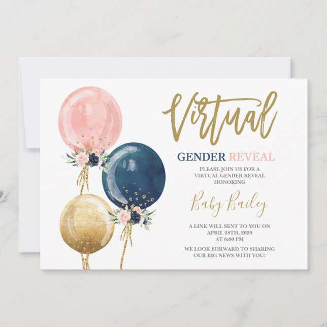 Virtual Gender reveal party Invitation (Front)