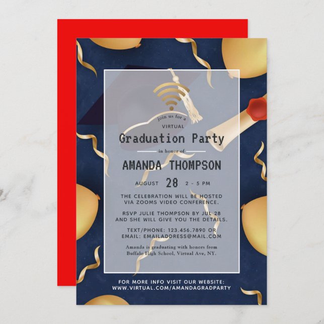 Virtual Graduation Party Invitation (Front/Back)