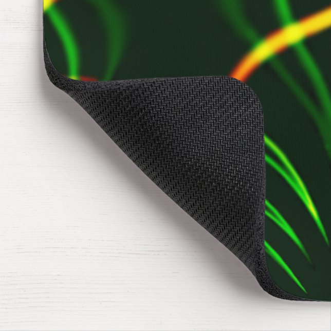 Virtual green leaves, yellow 'fire-coloured' curve mouse pad (Corner)