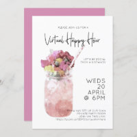 Virtual Happy Hour Party Bright Pink