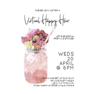 Virtual Happy Hour Party Bright Pink Invitation