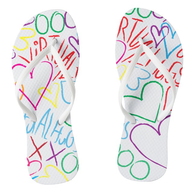 Virtual Hugs and Hearts Flip Flops (Footbed)