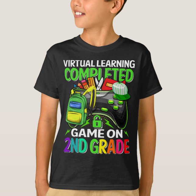 Virtual Learning Completed Game On 2nd Grade  T-Shirt (Front)