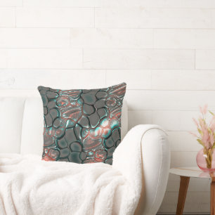 Virtual melting matte grey stones into copper      cushion