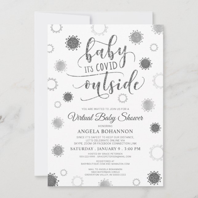 Virtual Online Baby Shower Baby Its COVID Outside Invitation (Front)