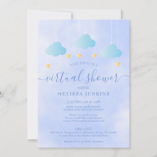 Virtual Online Long Distance Baby Shower By Mail Invitation (Front)