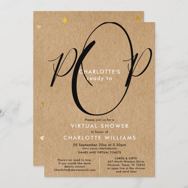 Virtual Online Long Distance Shower By Mail Invitation (Front/Back)