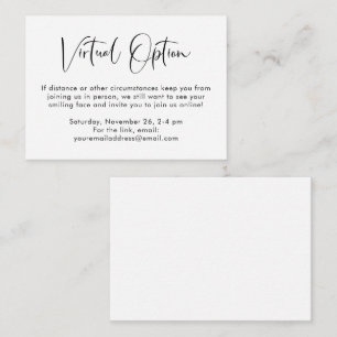 Virtual Option Party Shower Wedding Enclosure Car Card