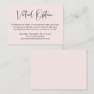 Virtual Option Party Shower Wedding Pink Enclosure Card