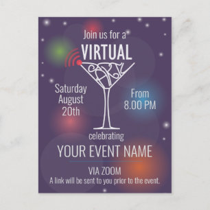 Virtual party invitation for celebrating online postcard